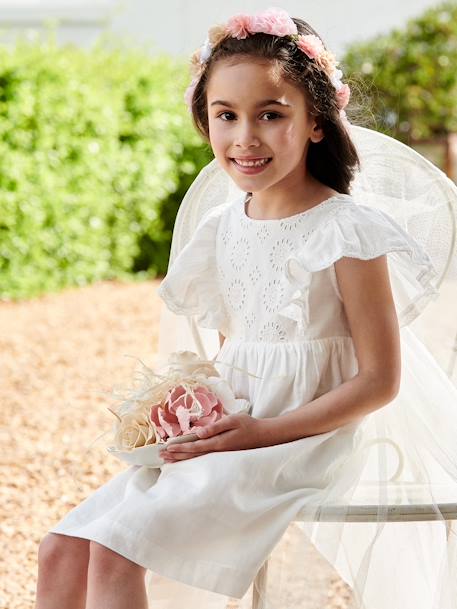 Robe de cérémonie détails broderie anglaise fille écru 8 - vertbaudet enfant 