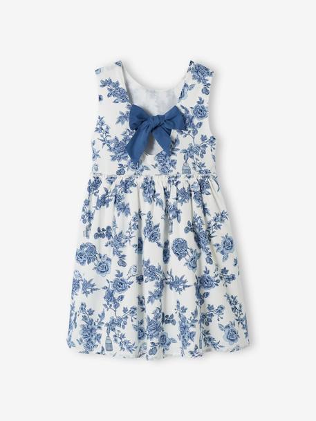 Robe de cérémonie à fleurs fille noeud au dos écru 3 - vertbaudet enfant 