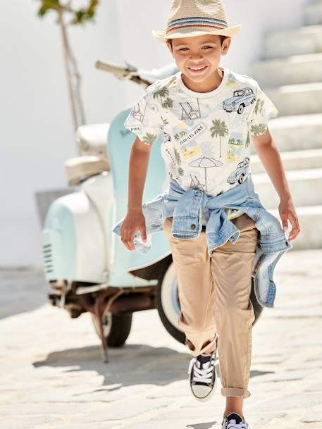 T-shirt garçon 'Juan les pins' blanc imprimé 6 - vertbaudet enfant 