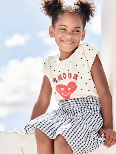 Fille-T-shirt, sous-pull-T-shirt "amour" à pois fille