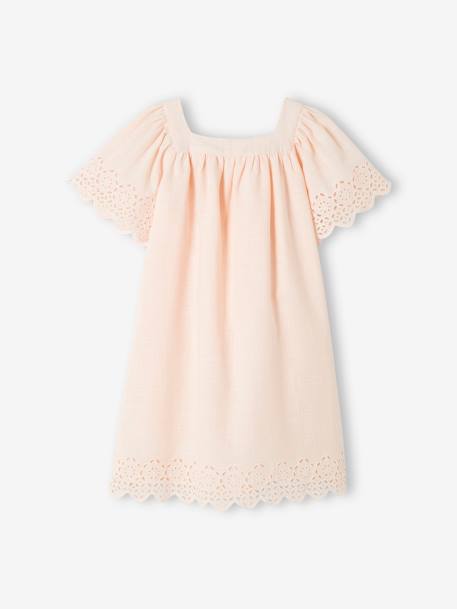 Robe animée de broderie anglaise fille manches papillon rose pâle 2 - vertbaudet enfant 