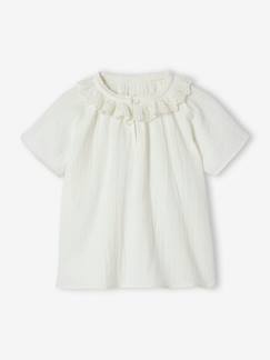 -Blouse en gaze de coton fille col en broderie anglaise