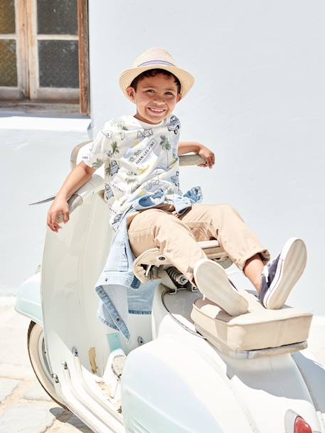 T-shirt garçon 'Juan les pins' blanc imprimé 7 - vertbaudet enfant 