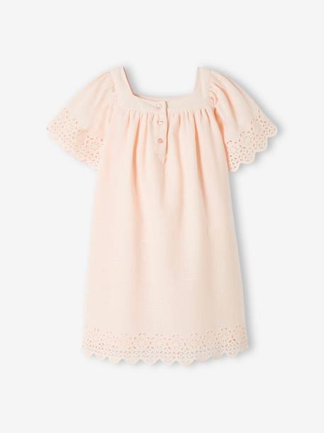 Robe animée de broderie anglaise fille manches papillon rose pâle 1 - vertbaudet enfant 