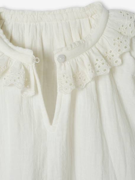 Blouse en gaze de coton fille col en broderie anglaise écru 3 - vertbaudet enfant 