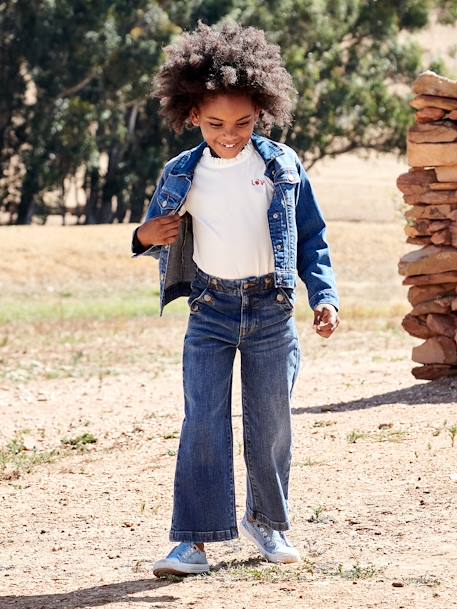 Jean évasé effet pont fantaisie fille stone 2 - vertbaudet enfant 