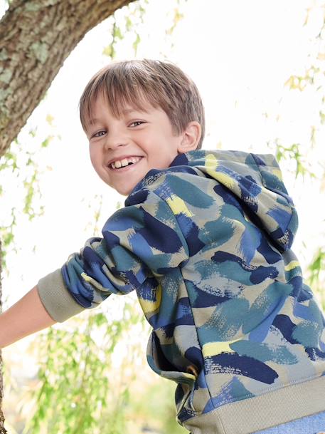 Sweat  à capuche effet camouflage garçon vert imprimé 8 - vertbaudet enfant 