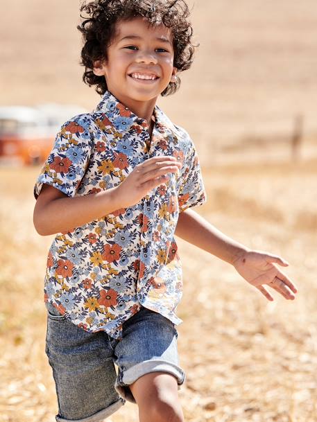 CHEMISE PETIT GARCON MARTEAUX ROSE ET GRIS COCOTE