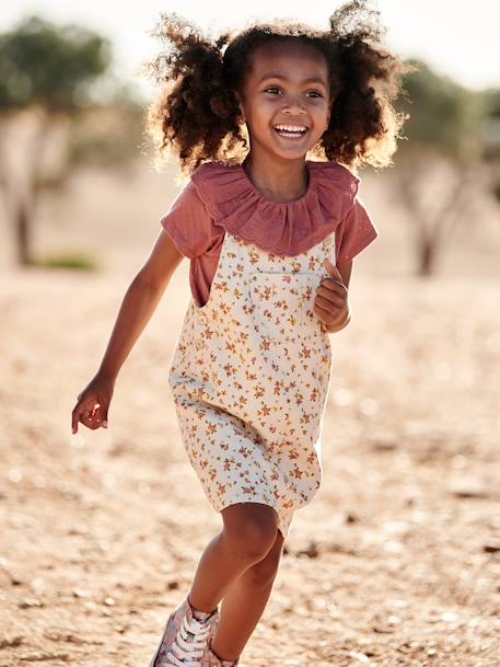 T-shirt à collerette en broderie anglaise fille écru+vert sauge+vieux rose 14 - vertbaudet enfant 