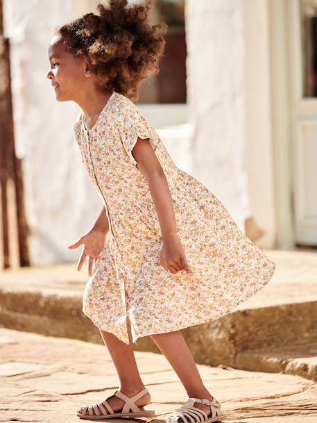 Robe boutonnée à fleurs fille  - vertbaudet enfant