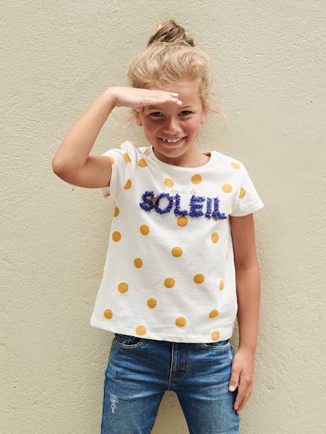 Fille-T-shirt imprimé animation relief fille