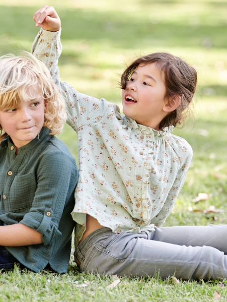 Chemise à volants en gaze de coton fille personnalisable  - vertbaudet enfant