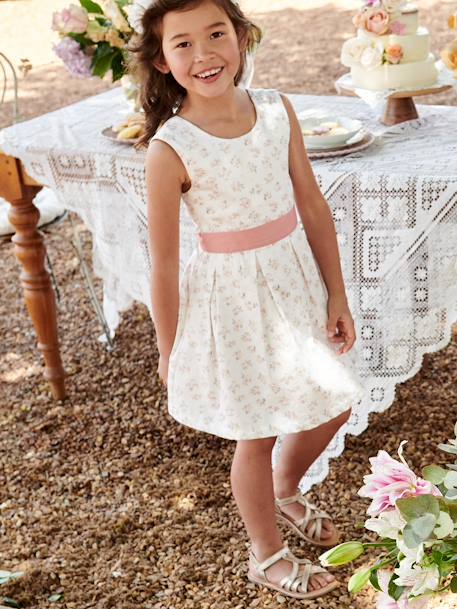 Robe de cérémonie motifs fleurs fille bleu imprimé+écru+rose imprimé 11 - vertbaudet enfant 