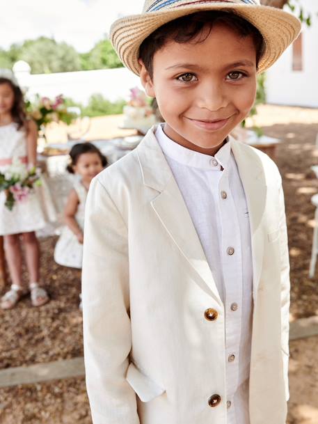 Veste de cérémonie garçon en coton/lin beige clair+bleu+marine foncé+vert sauge 7 - vertbaudet enfant 