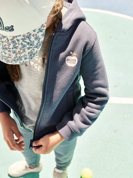 Sweat à capuche zippé sport Basics fille. bleu+rose 1 - vertbaudet enfant 