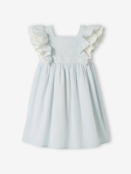 Robe de cérémonie rayée fille manches volantées rayé bleu 1 - vertbaudet enfant 