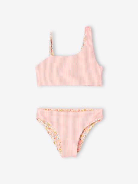 Maillot de bain 2 pièces réversible fille corail 4 - vertbaudet enfant 