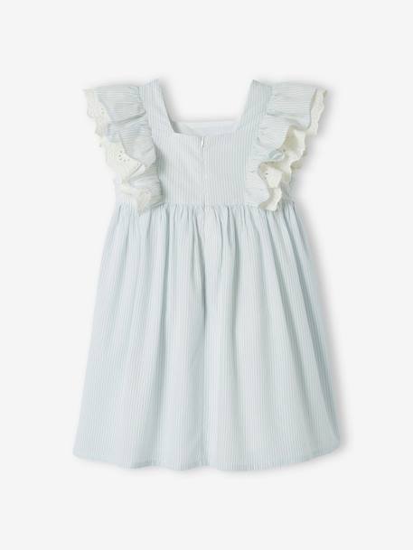 Robe de cérémonie rayée fille manches volantées rayé bleu 2 - vertbaudet enfant 