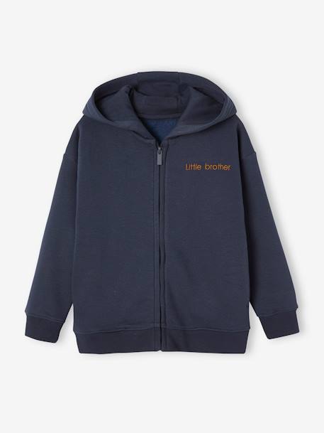 Sweat zippé à capuche personnalisable garçon bleu nuit 4 - vertbaudet enfant 