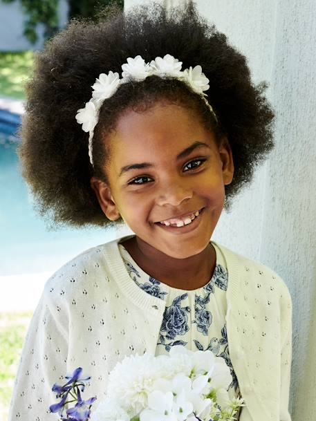 Fille-Accessoires-Elastiques, barrettes et bandeau-Headband tressé avec fleurs en tulle