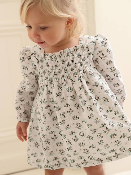 Robe à smocks bébé fleuri blanc 9 - vertbaudet enfant 