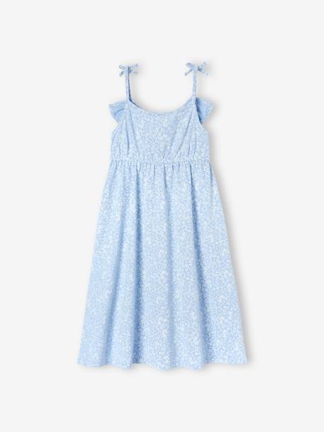 Robe mi-longue à bretelles imprimée fille blanc imprimé+bleu+bleu ciel+écru+multicolore 14 - vertbaudet enfant 