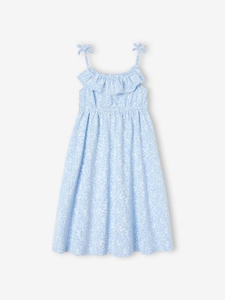 Robe mi-longue à bretelles imprimée fille blanc imprimé+bleu+bleu ciel+écru+multicolore 13 - vertbaudet enfant 