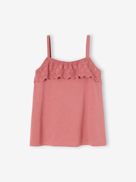 Fille-T-shirt, sous-pull-Débardeur fines bretelles avec volants brodés fille