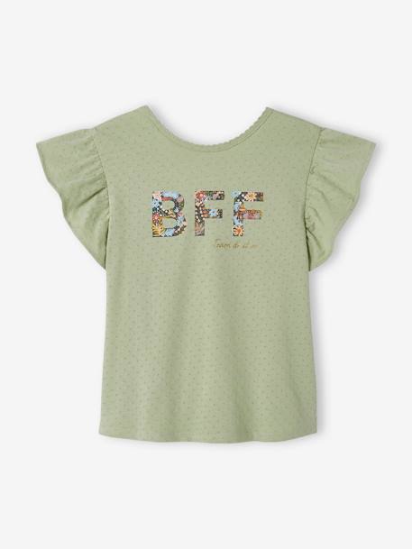 T-shirt fantaisie manches volantées fille vert sauge 1 - vertbaudet enfant 