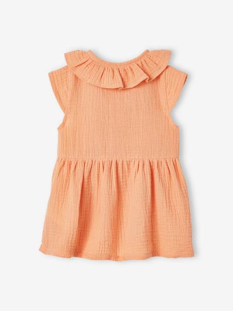 Robe à collerette bébé en gaze de coton orange+vert 3 - vertbaudet enfant 