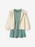 Ensemble robe et cardigan fille bleu jean+pêche+vert émeraude 18 - vertbaudet enfant 