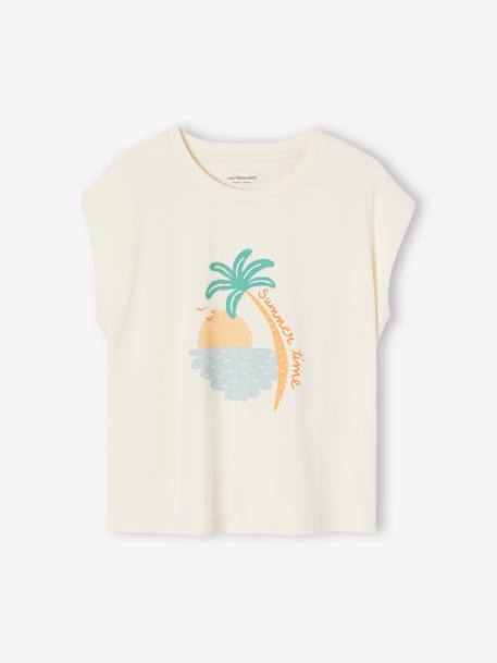 T-shirt motif été fille manches épaules écru 2 - vertbaudet enfant 