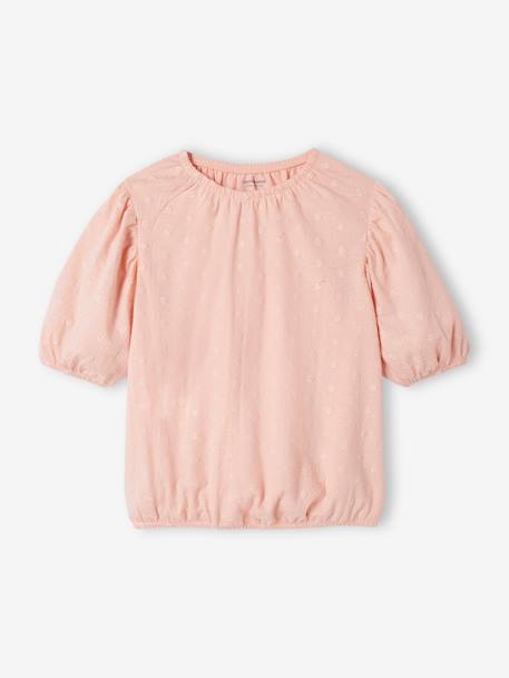 Tee-shirt blouse brodé fille rose pâle 1 - vertbaudet enfant 