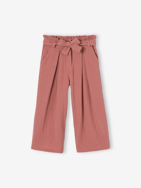 Fille-Pantalon-Pantacourt large en gaze de coton fille