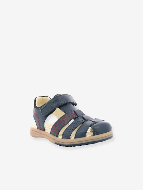 Sandales cuir garçon Platinium KICKERS® camel+marine 9 - vertbaudet enfant 