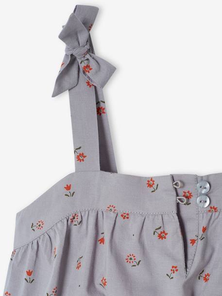 Blouse à bretelles imprimée fleurs fille bleu grisé 3 - vertbaudet enfant 