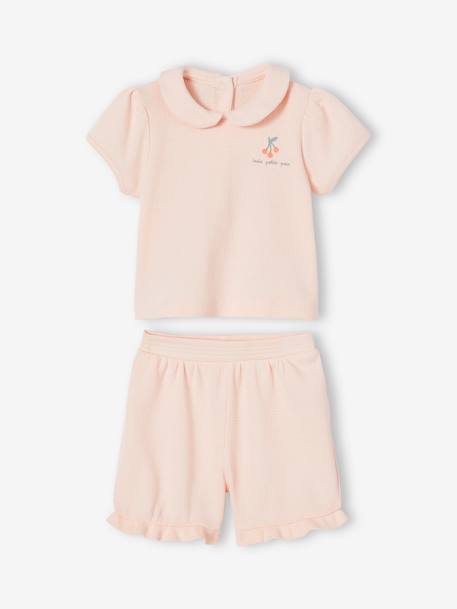 Lot de 2 pyjamas bébé 2 pièces nid d'abeille rose pâle 3 - vertbaudet enfant 