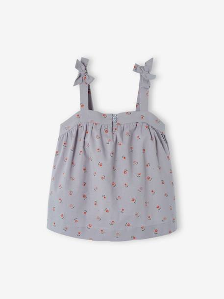 Blouse à bretelles imprimée fleurs fille bleu grisé 1 - vertbaudet enfant 