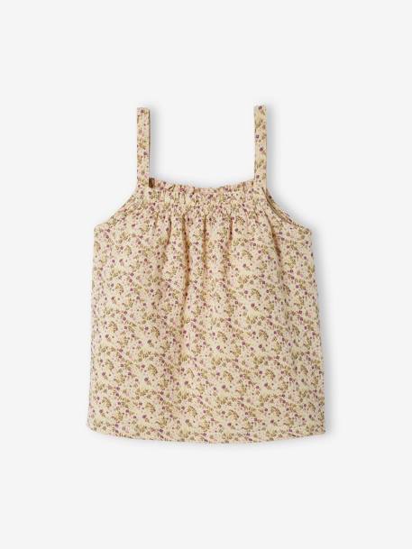 Blouse à bretelles en gaze de coton fille blanc imprimé+corail fluo+écru+sable 12 - vertbaudet enfant 