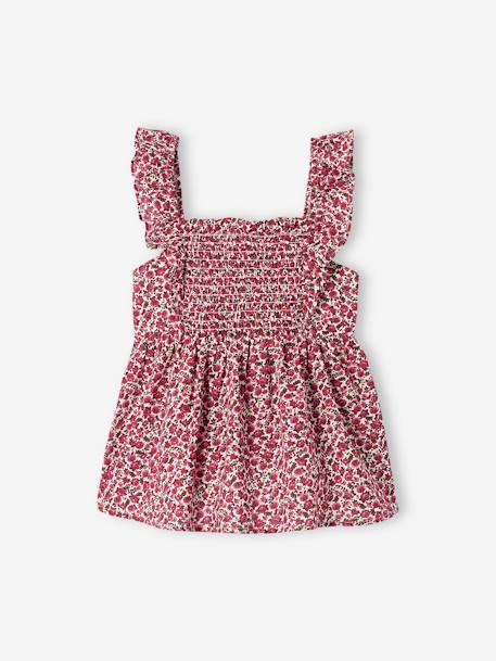 Blouse smockée à bretelles volantées fille corail+pivoine+vert 4 - vertbaudet enfant 