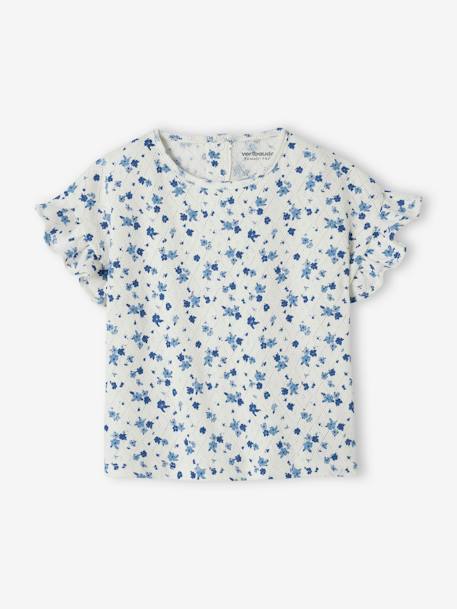 T-shirt fleuri bébé en pointelle écru 1 - vertbaudet enfant 