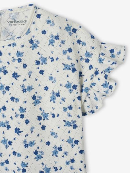 T-shirt fleuri bébé en pointelle écru 2 - vertbaudet enfant 