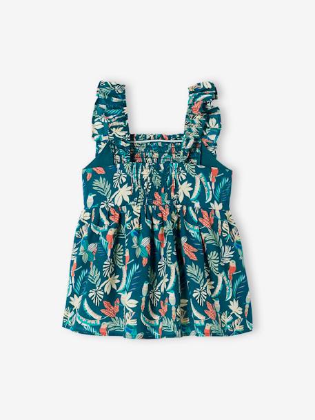 Blouse smockée à bretelles volantées fille corail+pivoine+vert 8 - vertbaudet enfant 