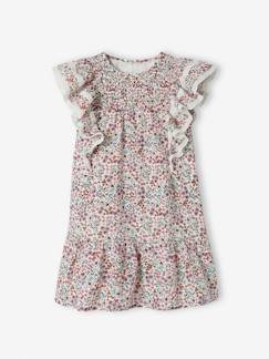 Robe motifs fleurs de cerisier fille manches volantées  - vertbaudet enfant