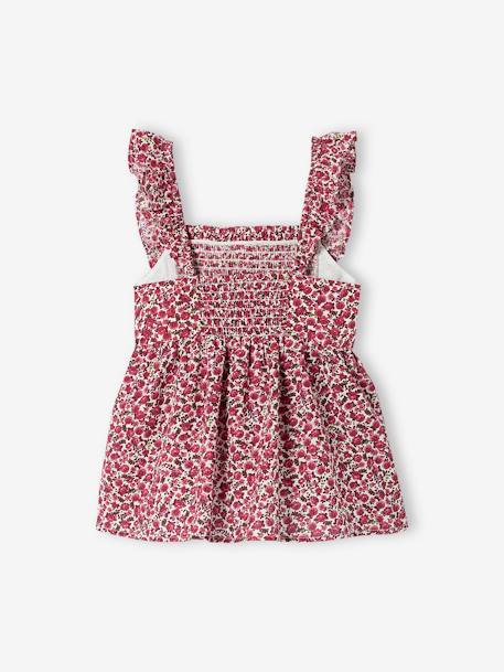 Blouse smockée à bretelles volantées fille corail+pivoine+vert 5 - vertbaudet enfant 