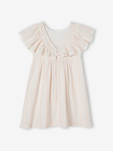 Robe cérémonie rayée fil brillant fille écru 3 - vertbaudet enfant 