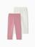 Lot de 2 leggings Basics fille mi-mollets gris chiné + noir+mauve 6 - vertbaudet enfant 