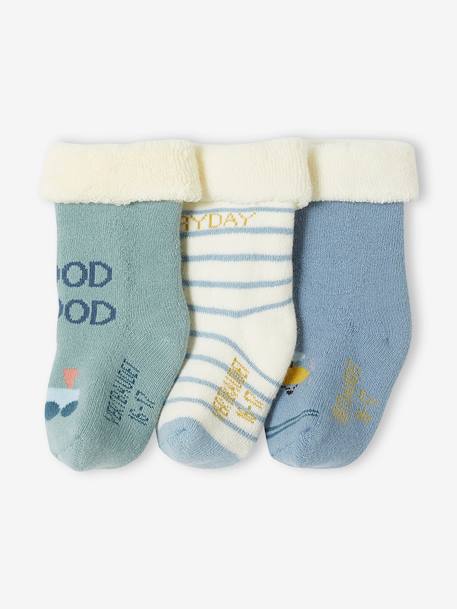 Lot de 3 paires de chaussettes avion et train bébé garçon bleu glacier 1 - vertbaudet enfant 