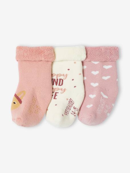 Lot de 3 paires de chaussettes lapins et coeurs bébé fille rose poudré 1 - vertbaudet enfant 