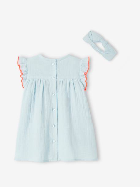 Robe bébé et son bandeau noeud bleu ciel 4 - vertbaudet enfant 